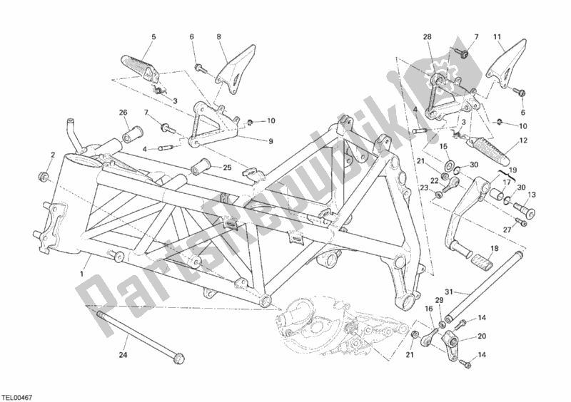 Todas as partes de Quadro, Armação do Ducati Superbike 1098 S USA 2008